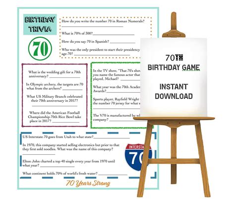 Printable Games For 70th Birthday Party