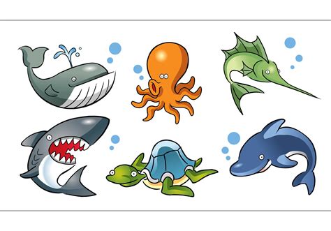 Cartoon Sea Animals Vector Download Free Vector Art Stock Graphics