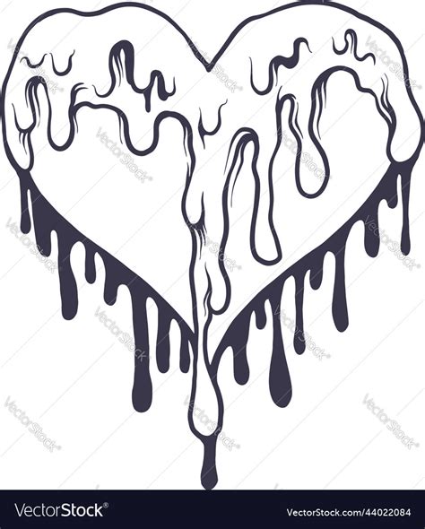 Dripping Love Heart Monochrome Royalty Free Vector Image
