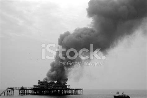Brightons West Pier Burning Stock Photo Royalty Free Freeimages