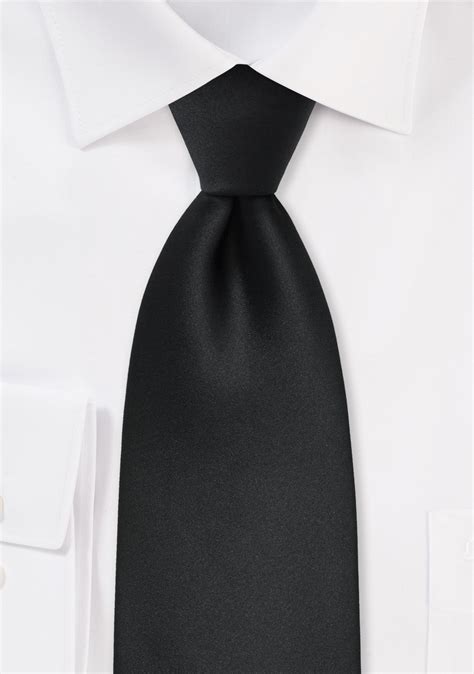 Solid Black Tie Made In Long Length For Tall Men Bows N
