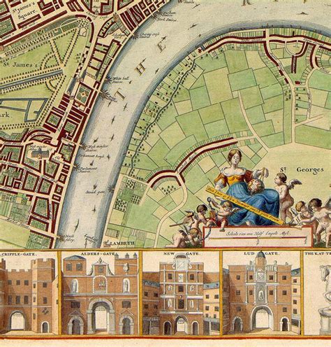 Historic 17th Century Map Of London By Whollar Restoration Etsy