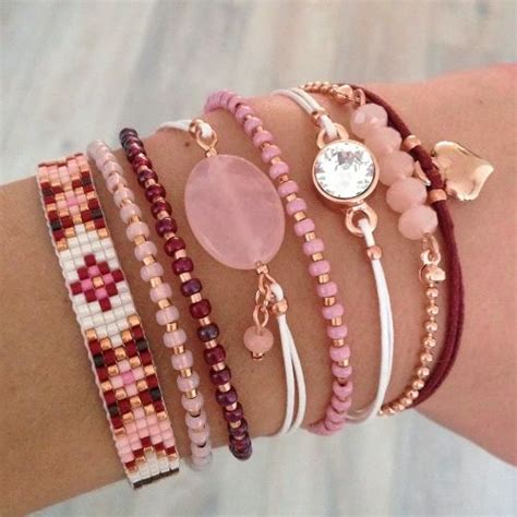 Bordeaux And Pink Bracelets With Rosegold Mint15 Mint15nl