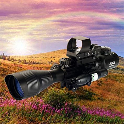 Uuq 4 12x50 Rifle Scope Red Andgreen Illuminated Range Finder Reticle W Green Laser Sight And 4