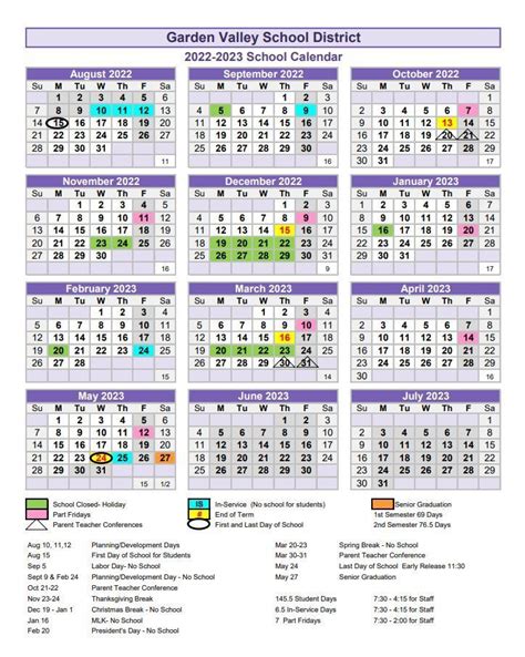 2022 23 Board Approved School Calendar Garden Valley School