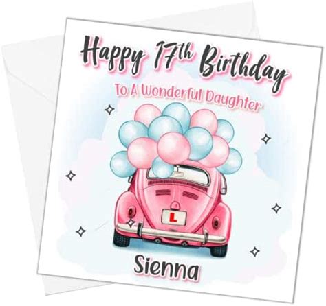 Personalised 17th Birthday Card Driving Daughter Sister Niece