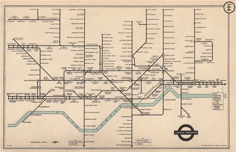 London Underground Tube Map Pre Victoria Line South Acton Harry Beck 1953