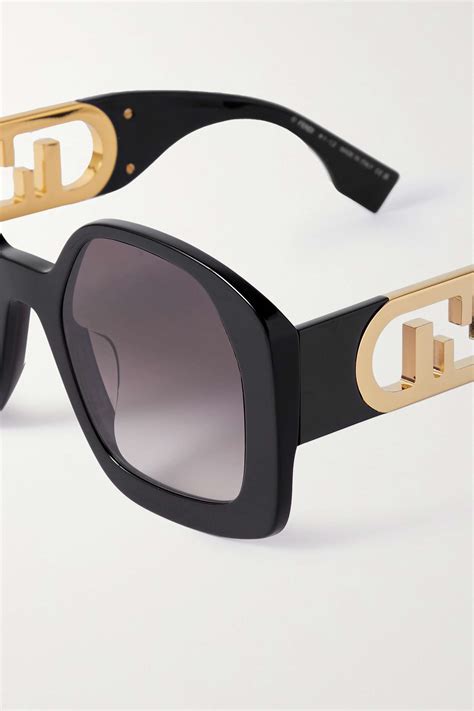 Black Olock Oversized Square Frame Acetate And Gold Tone Sunglasses Fendi Net A Porter