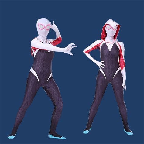 New Spider Gwen Stacy Spandex Lycra Zentai Spiderman Costume For