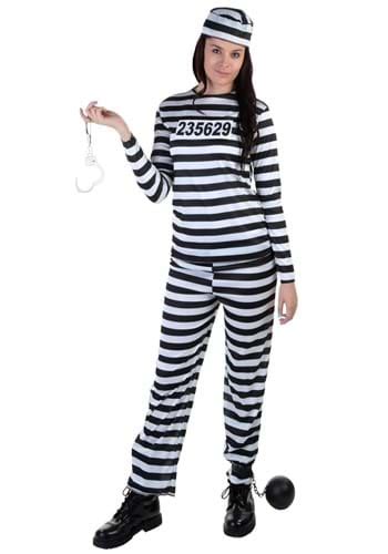Womens Striped Prisoner Costume Jailbird Womens Costume