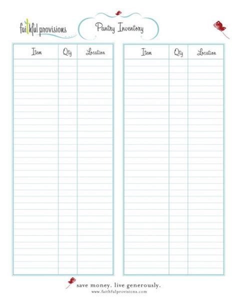 Pantry Inventory Spreadsheet Excel Templates
