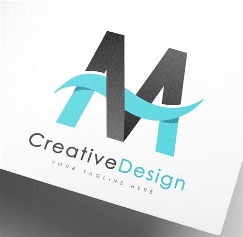 Creative M Letter Blue Wave Design Logo Template 95449
