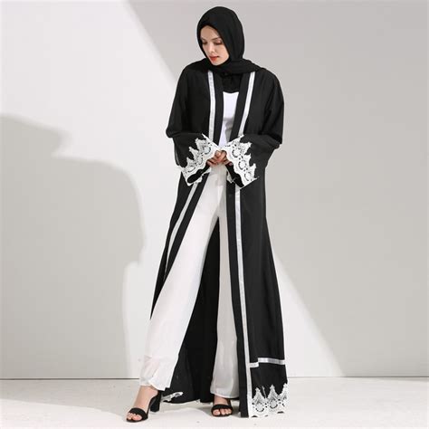 2019 Abaya Kimono Robe Dubai Long Lace Cardigan Muslim Hijab Dress