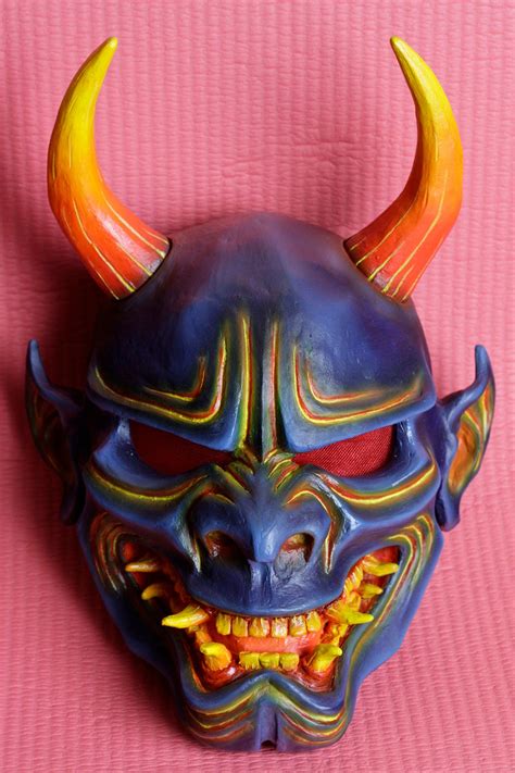 Oni Anime Full Face Mask Samurai Cosplay Ghoul Demon Hannya Etsy