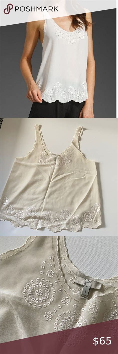 Joie Ivory Silk Tank With Embroidery Silk Tank Clothes Design Ivory Silk