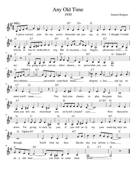 Any Old Time Sheet Music For Piano Solo