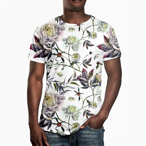 Camiseta Masculina Floral Aquarela Estampa Digital Elo7