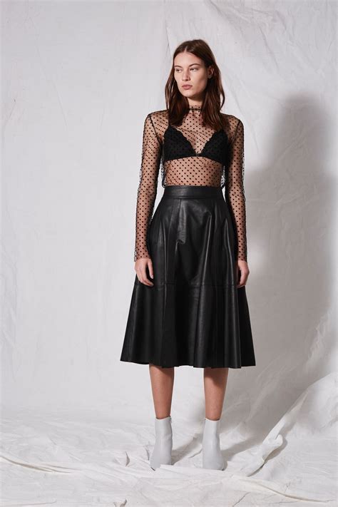 Polka Dot Mesh Top By Boutique Fashion Leather Midi Skirt Sheer