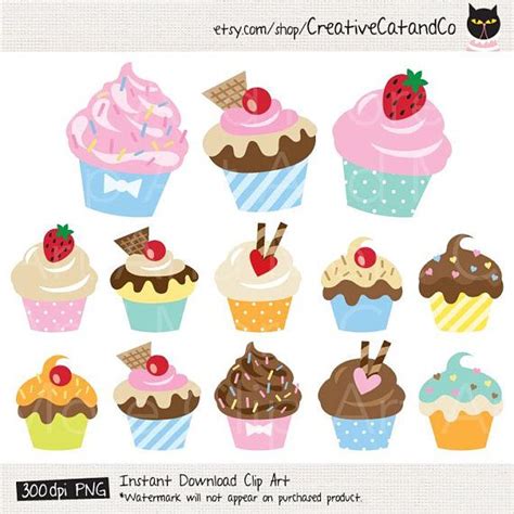Cupcakes With Different Toppings Are Shown In This Digital Clip Art File