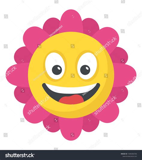 Cute Sunflower Smiley Face Flat Icon Stock Vector Royalty Free