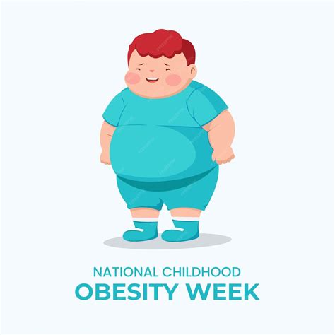 Premium Vector National Childhood Obesity Week With Fat Boy Cartoon