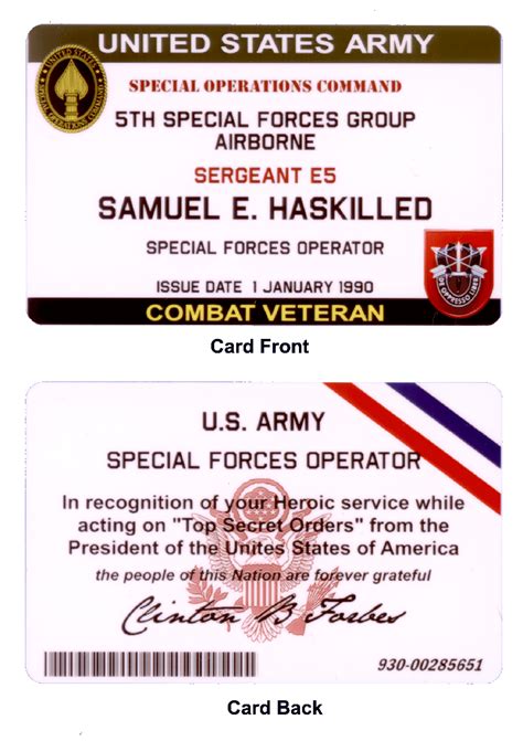 Special Forces Combat Veteran Certificate