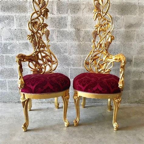 You're a shopper on a mission and you know exactly what you want when it comes to modern and contemporary design in your home. Italian Baroque Red Velvet Upholstered Chairs - a Pair | Chairish