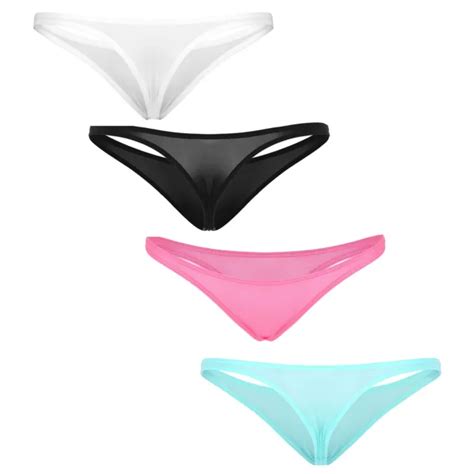 Womens Bikini Panties Low Rise Underpants Ice Silk Sexy Briefs G
