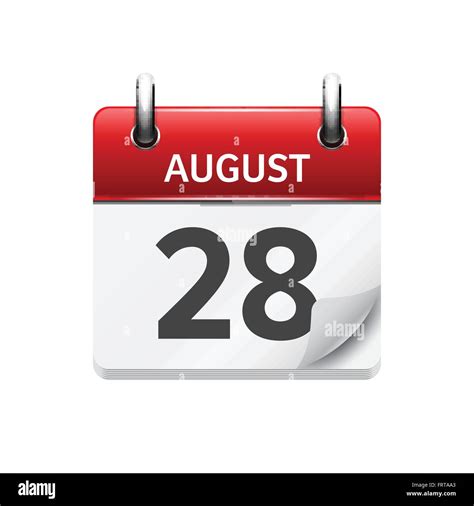 August 28 Vector Flat Daily Calendar Icon Date And Time Day Month