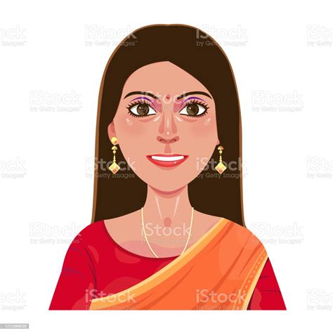 Beautiful Young Indian Girl Portraits Avatar Comic Style Vector Stock