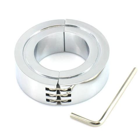 Stainless Steel Scrotum Ring Metal Locking Hinged Cock Ring Or Cbt Ball Stretchers Chrome Finish