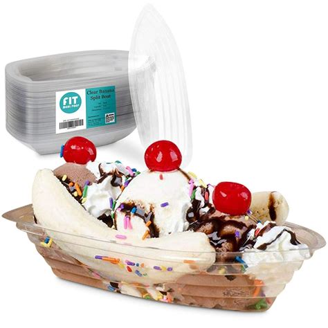 125 Pack 8 Oz Banana Split Boat Plate Clear Pet Plastic Disposable