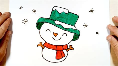 how to draw a cute snowman step by step youtube