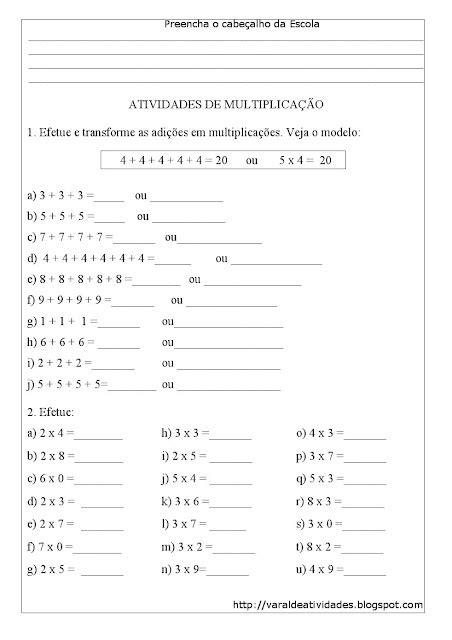 Blog Professor Zezinho Multiplicação E Tabuadas