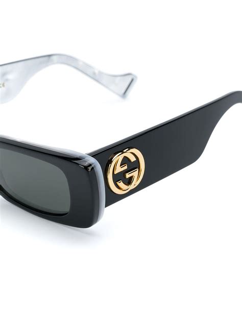 Gucci Rectangular Interlocking G Sunglasses In Black Lyst