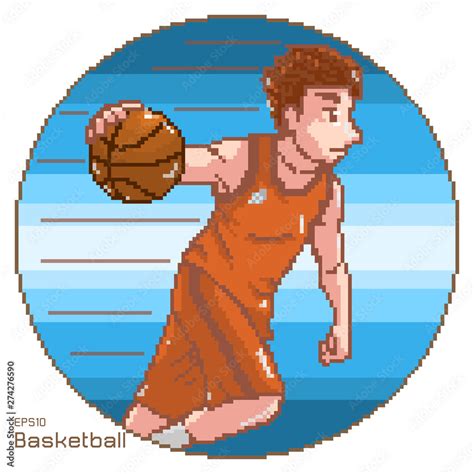 Vector Pixel Art Of Basketball Player Stock Vector Adobe Stock