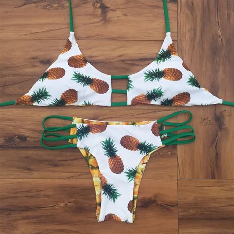 Pineapple Bikinis Swimsuit Women Sexy Swimwear Push Up Bikini Set