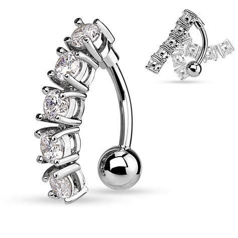 Belly Button Ring Navel Cz Vertical Drop L Surgical Steel Rings