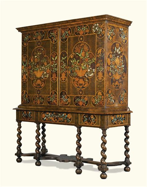 A William And Mary Floral Marquetry Cabinet On Standlate 17th Century
