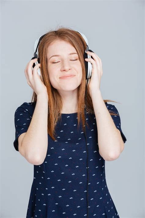 Happy Woman Listening Music In Headphones Stock Photo Image Of