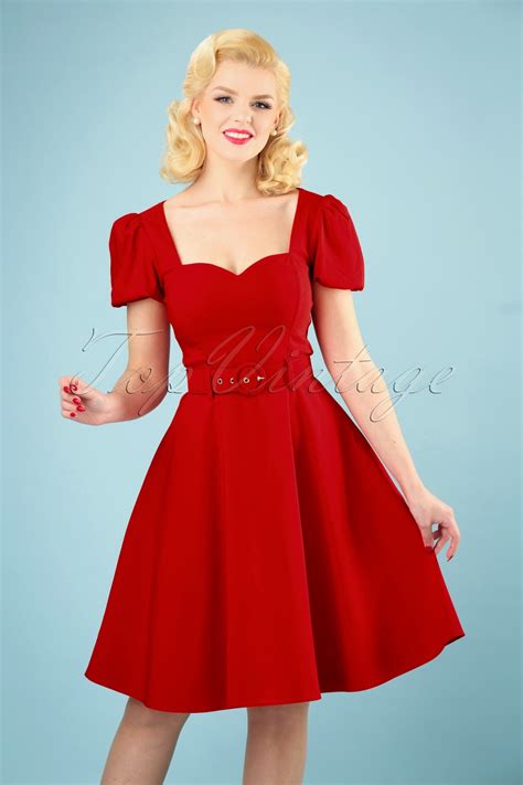 50s Paisley Swing Dress Dress In Red