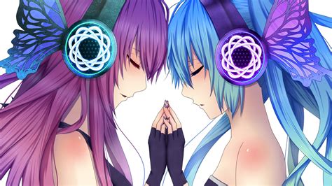 Wallpaper Illustration Long Hair Anime Girls Blue Hair Purple Hair Vocaloid Hatsune Miku