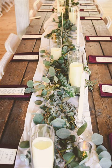 Eucalyptus Runner for a Fall Wedding | Rustic wedding table setting