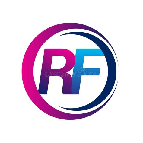 Initial Letter Logo Rf Company Name Blue And Magenta Color On Circle