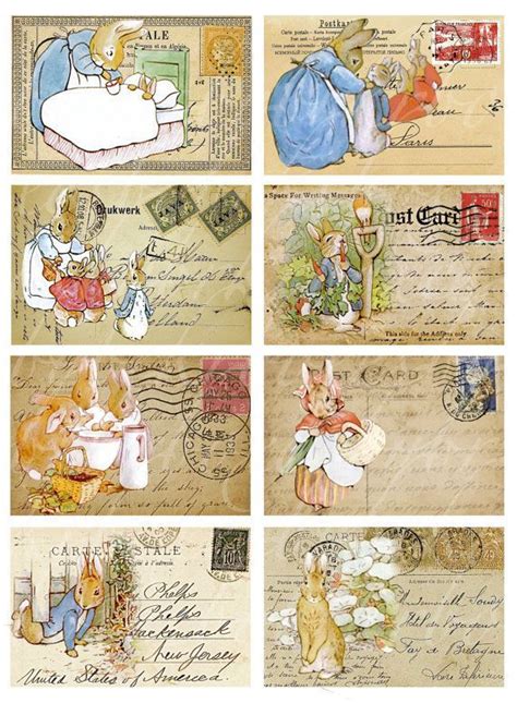 Peter Rabbit Postcards Digital Collage Sheets For By Boxesbybrkr 350