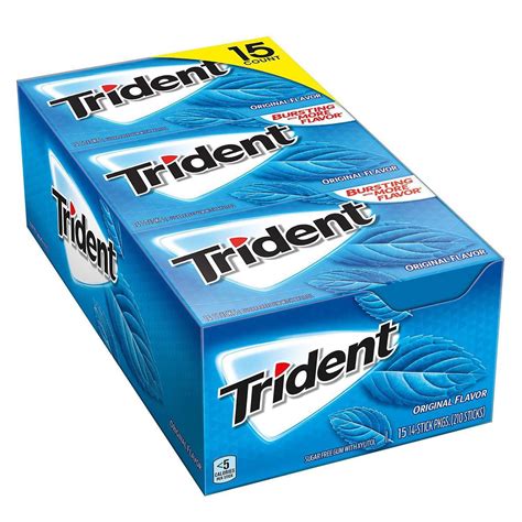 Trident Original Sugar Free Gum 14 Ct 15 Pks Pack Of 2