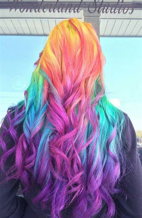 Rainbow Purple Dyed Hair Color Inspiration Rainbow Dyed Hair Rainbow