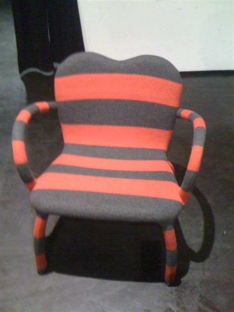 Knitted In One Striped Upholstered Chair At Milan Furniture Fair