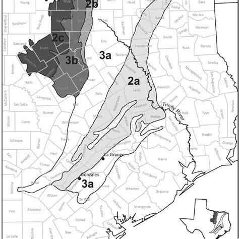 Map Of Texas Ecoregions Within The Oak Woods And Prairies Region