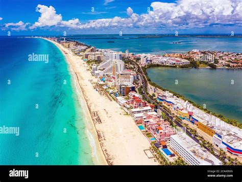 Aerial View Looking South Of The Hotel Zone Zona Hotelera And The